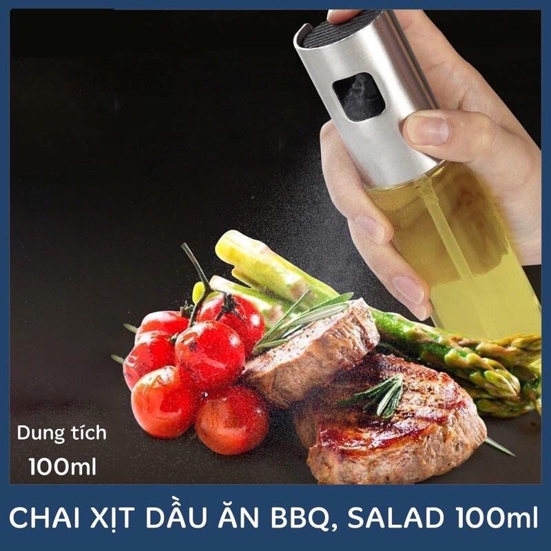 Bình xịt dầu ăn, phun xương cao cấp nắp inox thân thuỷ tinh