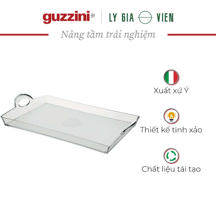 Khay Nhựa Chịu Nhiệt Guzzini Pop Tray - Có Tay Cầm, Kiểu Dáng Chắc Chắc, Chống Trầy Xước