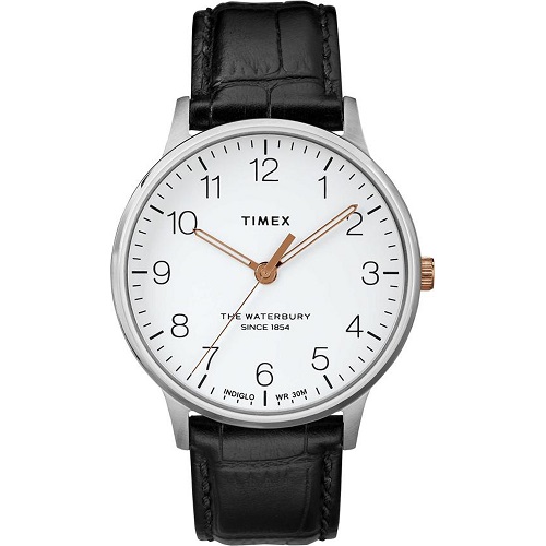 Đồng hồ Nam Timex Classic Black Dial Leather Strap Men's Watch TW2R71300BT - 40mm