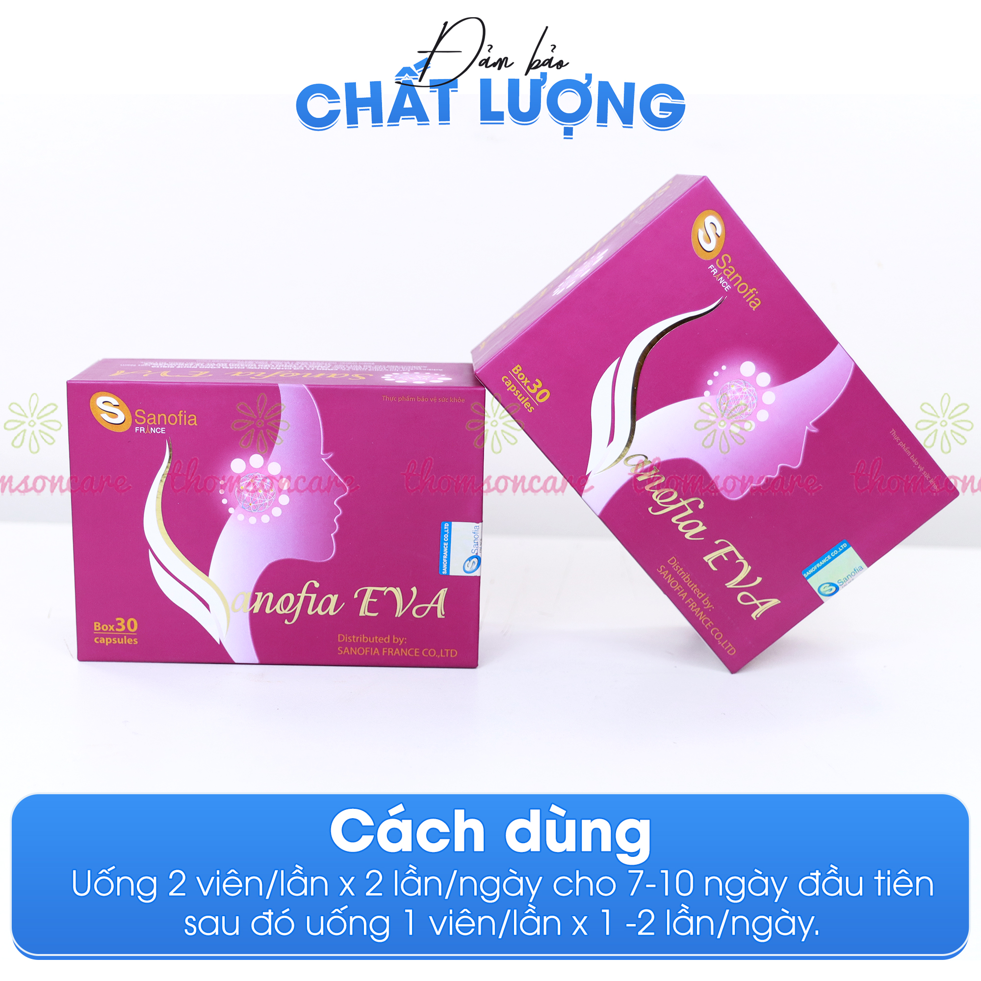 Viên uống nội tiết SANOFIA EVA Tím, Tăng nội tiết tố làm giảm lão hóa, làm đẹp da tuổi tiền mãn kinh - Hộp 30 viên Thomsoncare