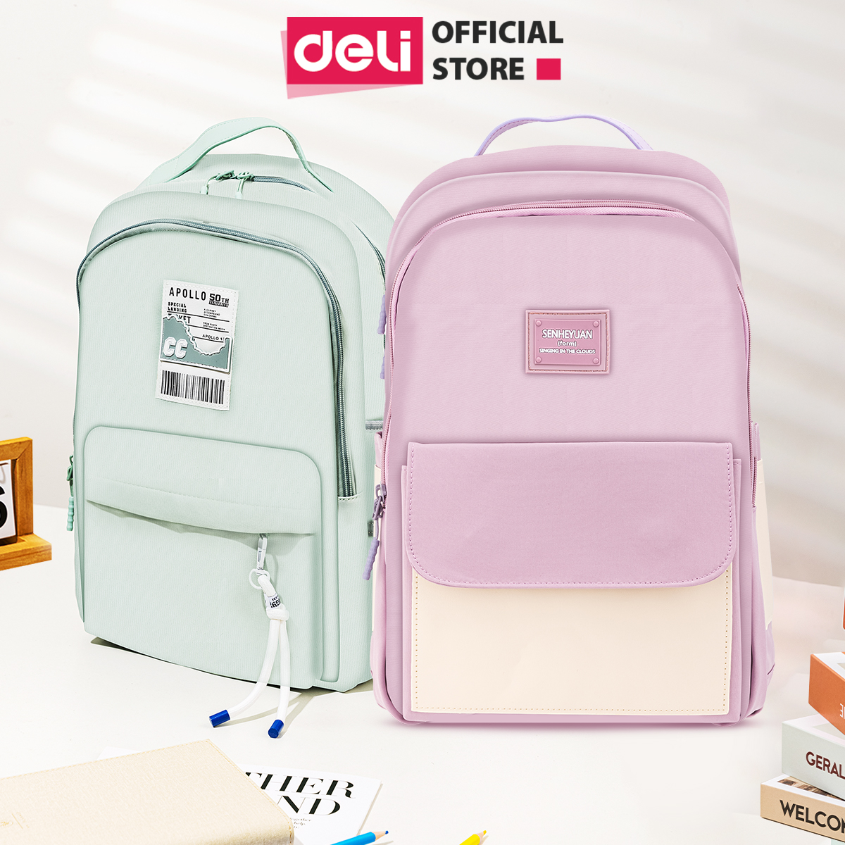 Balo Cặp Học Sinh Đị Học Ulzzang Hàn Quốc Deli - Chống Nước Đựng Được Laptop Du Lịch Pastel Dễ Thương Thời Trang Nam Nữ