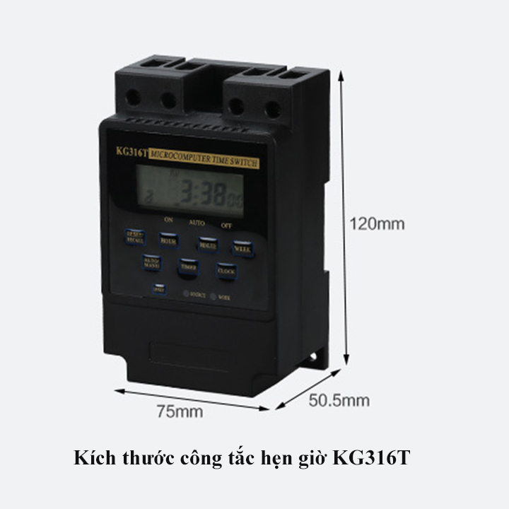 Bộ hẹn giờ tự động KG316T/25A/220V rơ le hẹn giờ (màu đen ) công tắc hẹn giờ, ổ cắm hẹn giờ