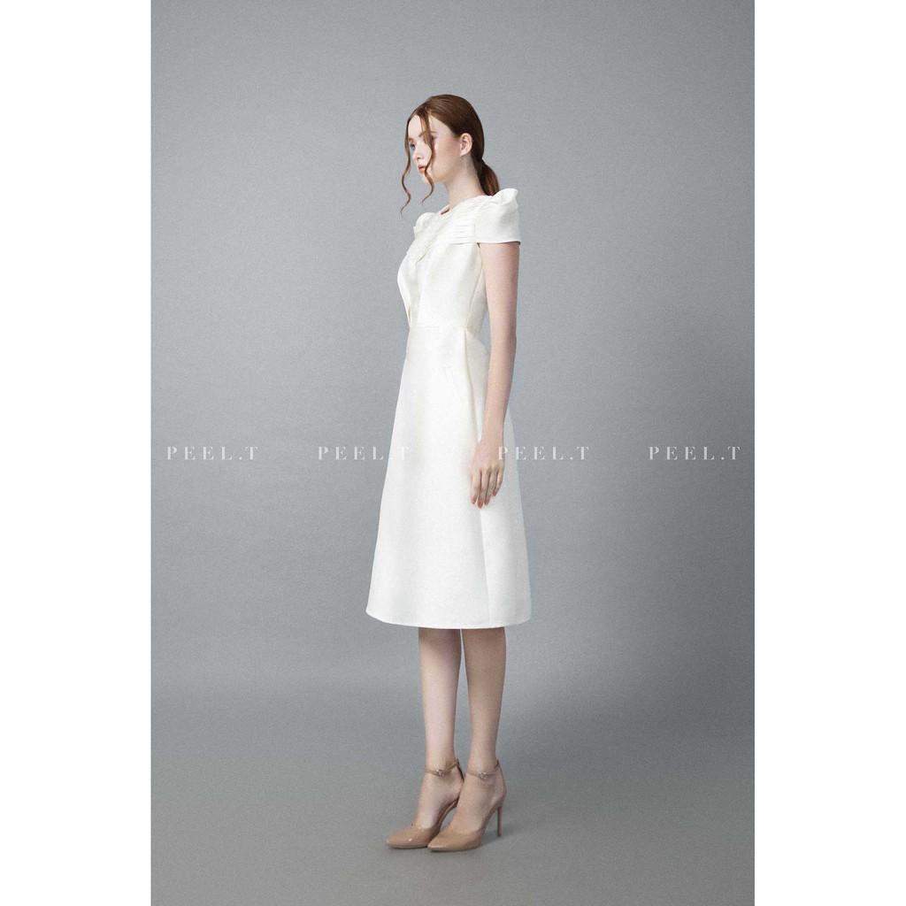 PEEL.T - Đầm dài Lucia trắng kem thiết kế tay ngắn đi chơi, dự tiệc, công sở