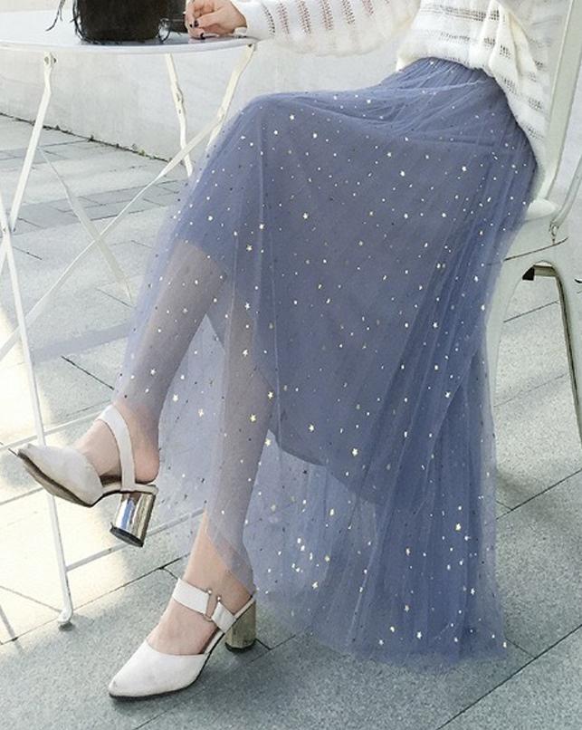 Chân váy ren Tulle - Tutu xòe tròn đính trăng sao lấp lánh giá siêu tốt VAY21 Free size