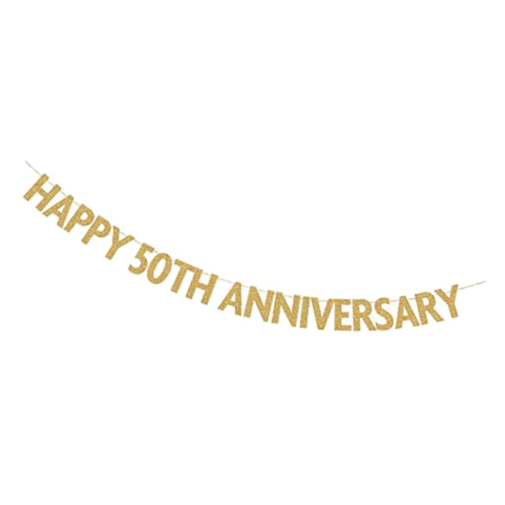 Happy 50th Anniversary Bunting Banner Garland Wedding Birthday Hanging Sign