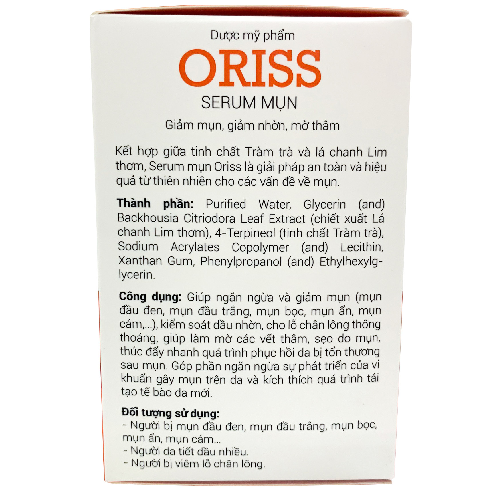 Serum Ngừa Mụn Dưỡng Trắng Da Oriss Cao Cấp