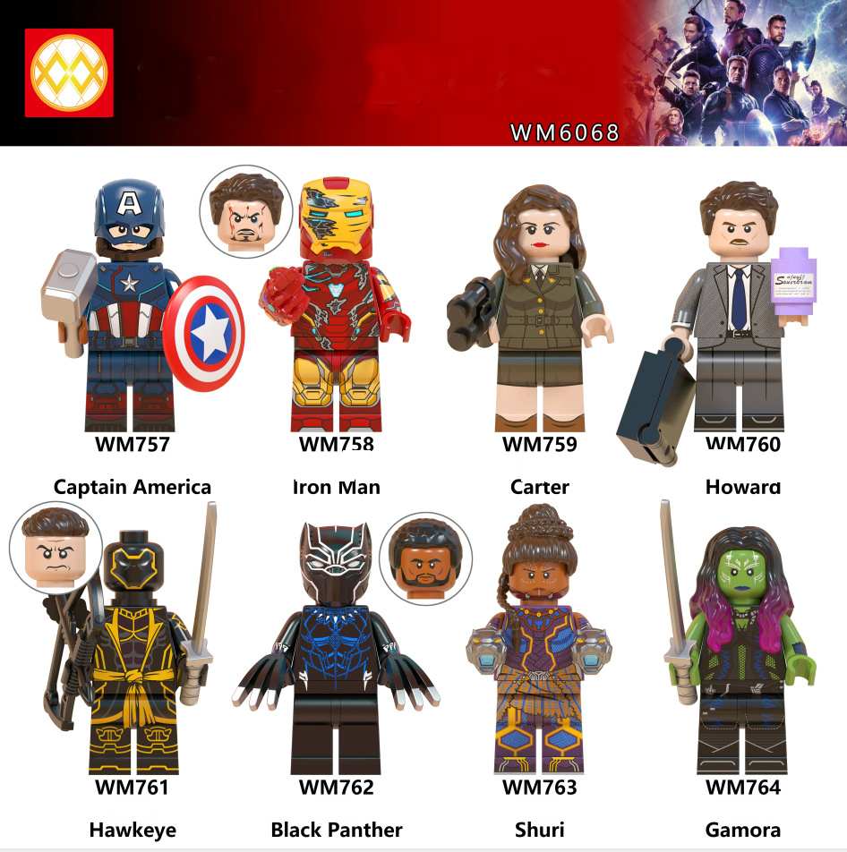 Minifigures Mô Hình Siêu Anh Hùng Captain America Carter Howard Stark Hawkeye Black Panther Shuri Gamora WM6068