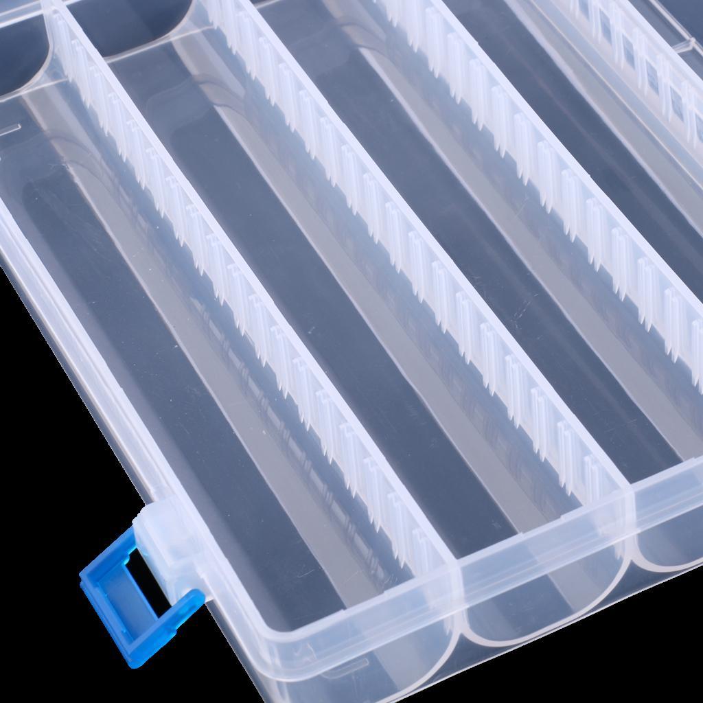 Plastic Fishing Box Adjustable Tackle Hooks Baits Storage Case 25 x 18 x 4cm
