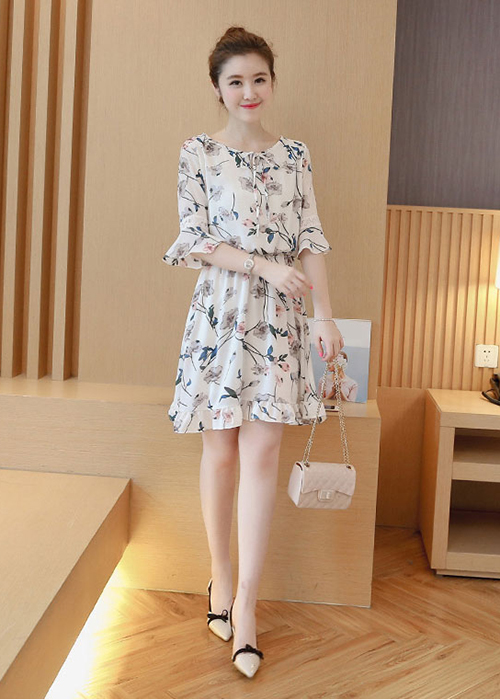 Đầm Xòe Họa Tiết Hoa Duyên Dáng Xinh Xắn