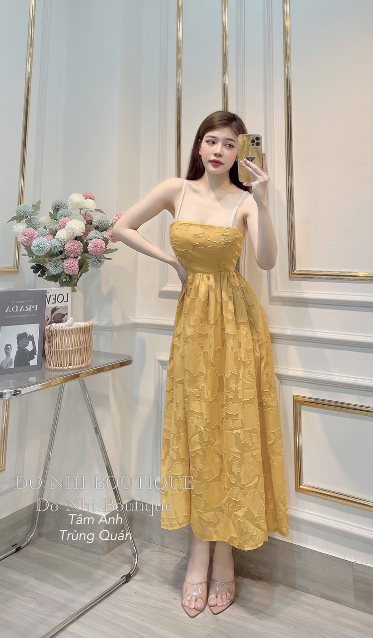 Váy maxi dây ngọc 3 màu sang chảnh