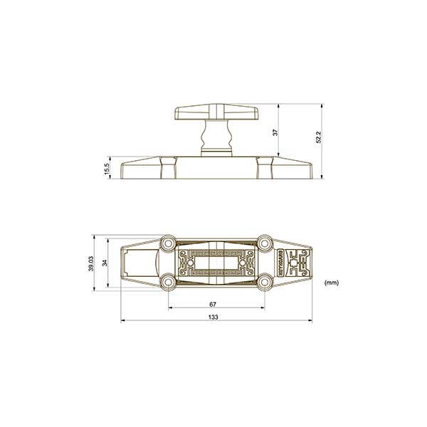 Chốt Cremone Huy Hoàng đồng thau HC2803