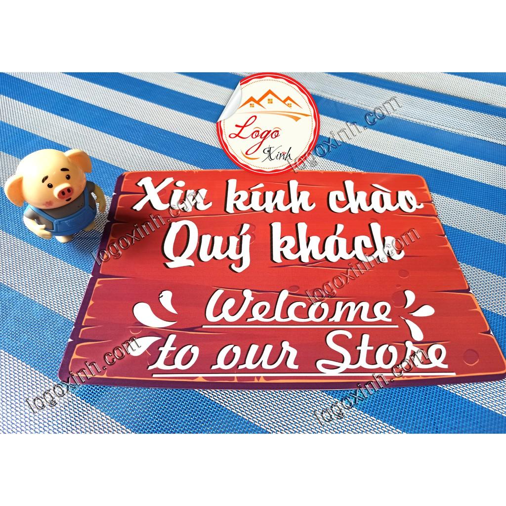 LOGO STICKER DÁN BIỂN WELCOME CHÀO MỪNG KÍNH CHÀO QUÝ KHÁCH DÙNG DECOR CHO NHÀ CỬA, QUẦY QUÁN