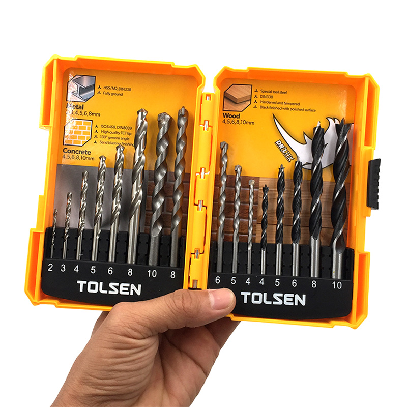 Bộ 16 Mũi Khoan Tường, Gỗ, Thép Tolsen 75628