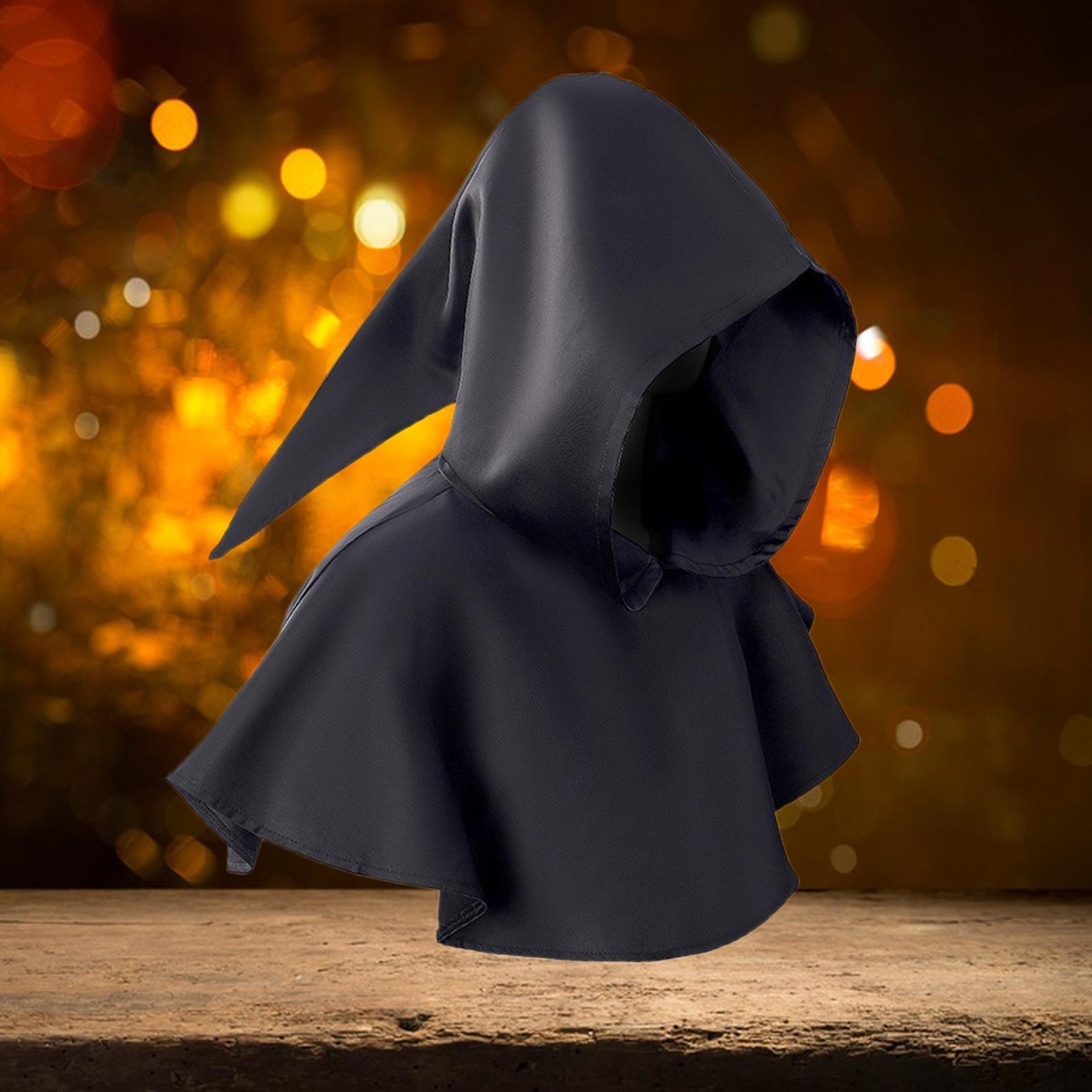 Halloween Cowl Medieval Cowl Hat Cosplay Costume Witch Cowl Hat Funny Halloween Poncho Hooded Poncho Hooded Cloak for Party Day