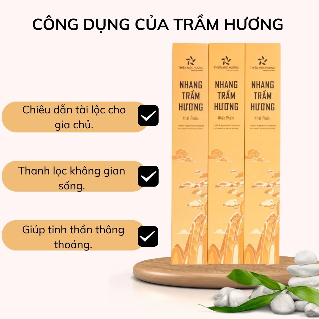 Nhang trầm hương tự nhiên Thiên Mộc Hương | Loại 12 Năm | Không cay mắt, Không Ngứa Mũi, Thơm Nhẹ, Dễ Chịu, An Toàn sức khỏe