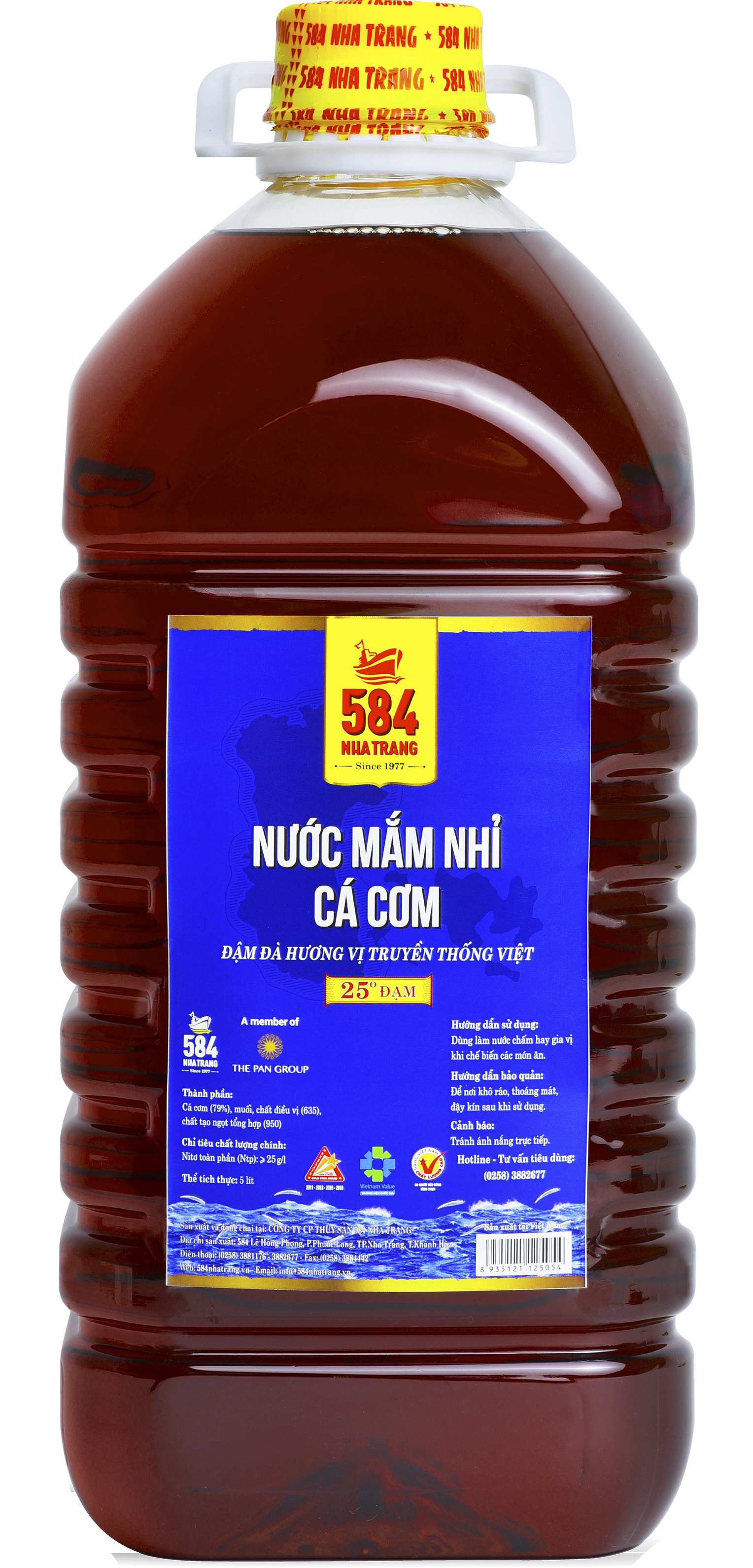 Chai 5 Lít Nước mắm Nhỉ Cá cơm 584 Nha Trang - 25 độ Đạm, Date luôn mới