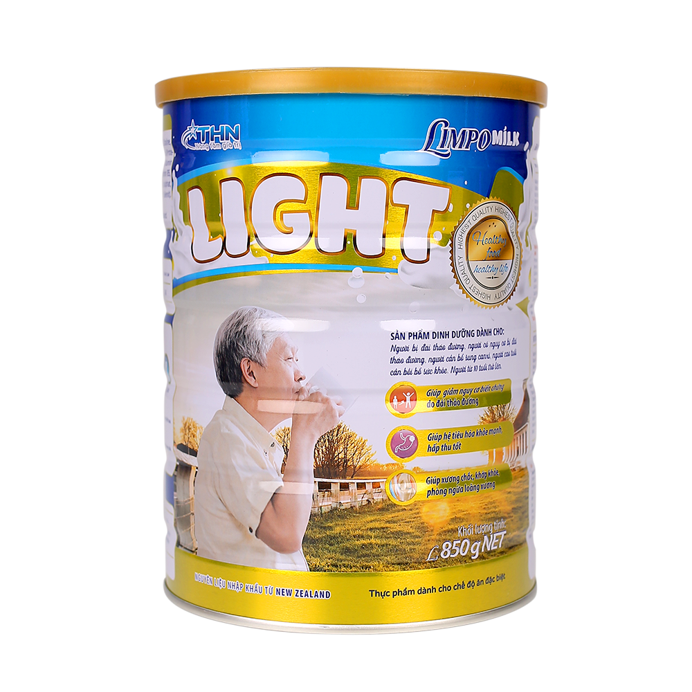 Limpo Milk Light 850g - Sữa bột dinh dưỡng dành cho người tiểu đường, đái tháo đường, bổ sung canxi, tốt cho hệ xương khớp