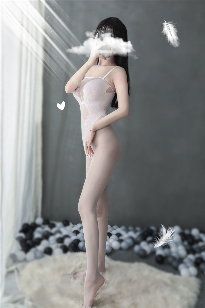 Đồ ngủ Sexy bó sát Bodystocking hai dây quần dài xẻ đáy