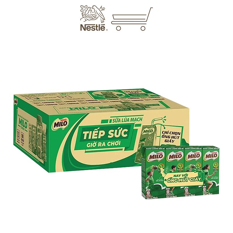 Sữa lúa mạch Nestlé MILO thùng 48 hộp x 180ml (12x4x180ml)