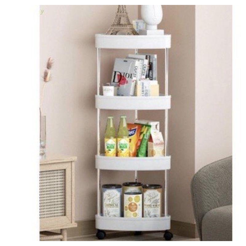Kệ góc tường tam giác 4 tầng có bánh xe di chuyển