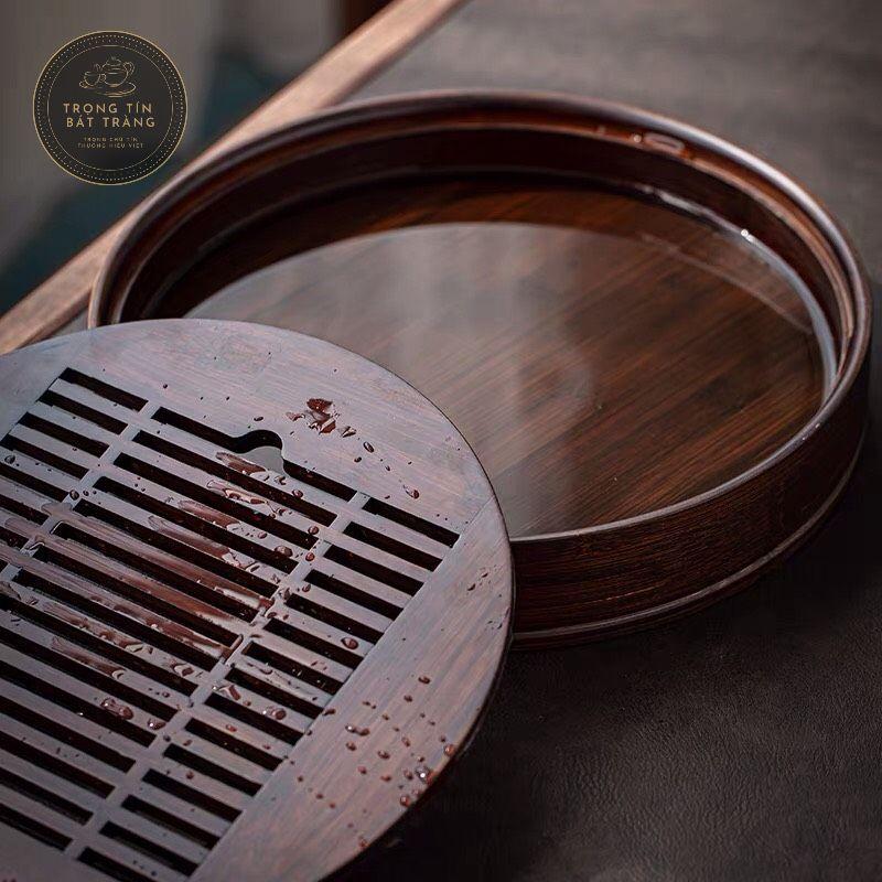 Khay Trà Tre Cao Cấp Tròn Lớn Kích Thước 38*5 KT 14.3