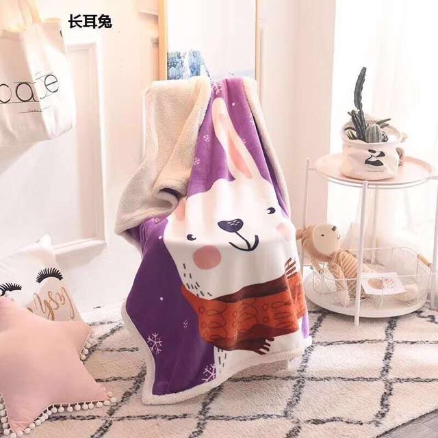 Chăn lông cừu mini 100cm x 140 cm hình con vật cho bé
