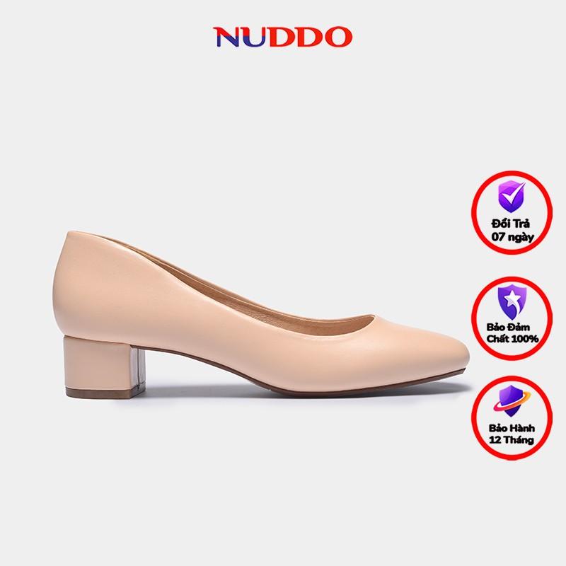 Giày cao gót thời trang công sở Nuddo 3p gót vuông da mềm phong cách Hàn Quốc NU008