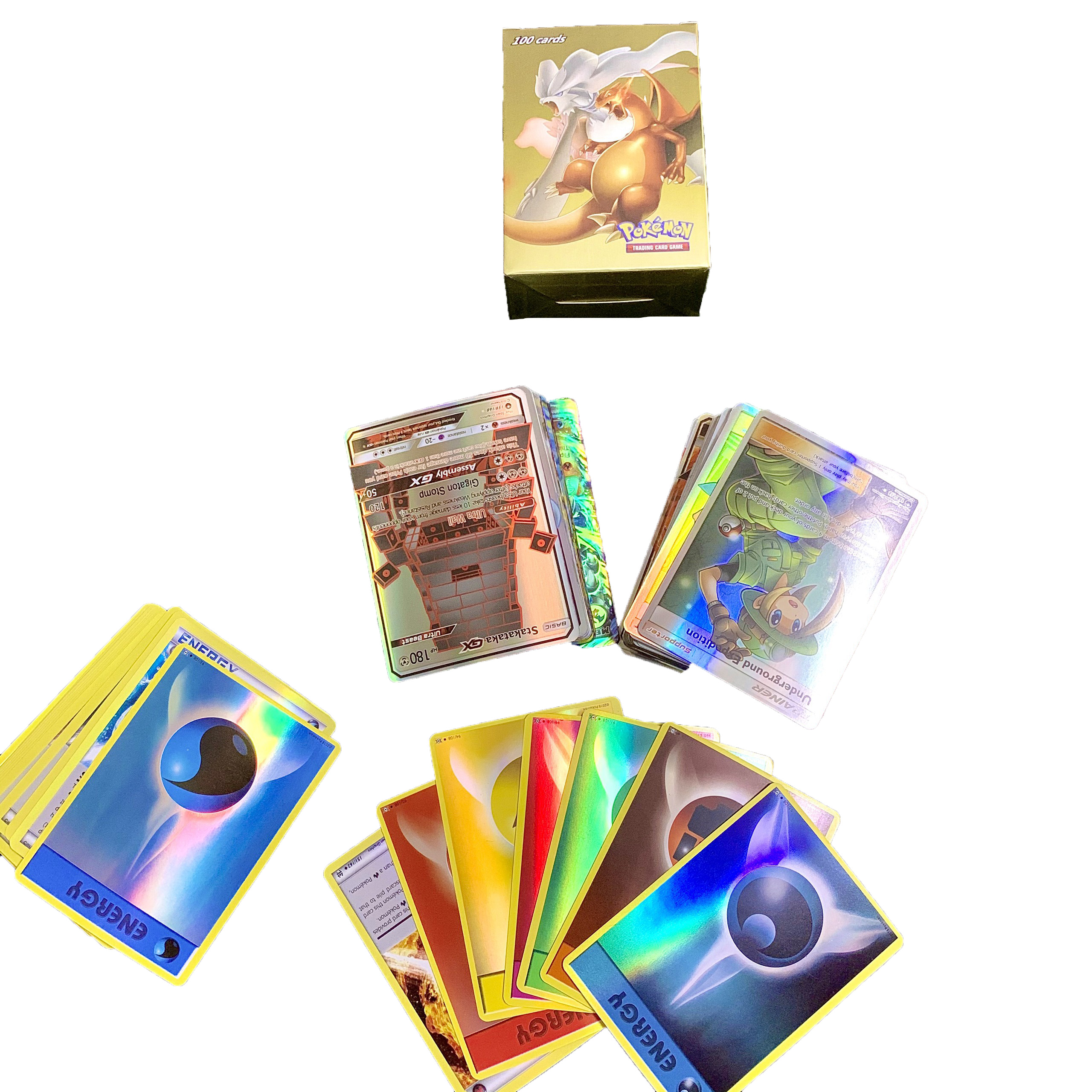 Bộ Thẻ Bài Chơi Pokemon 100 Thẻ (50Gx, 20Mega, 20Energy, 10trainer) Chơi Đối Kháng New Đẹp