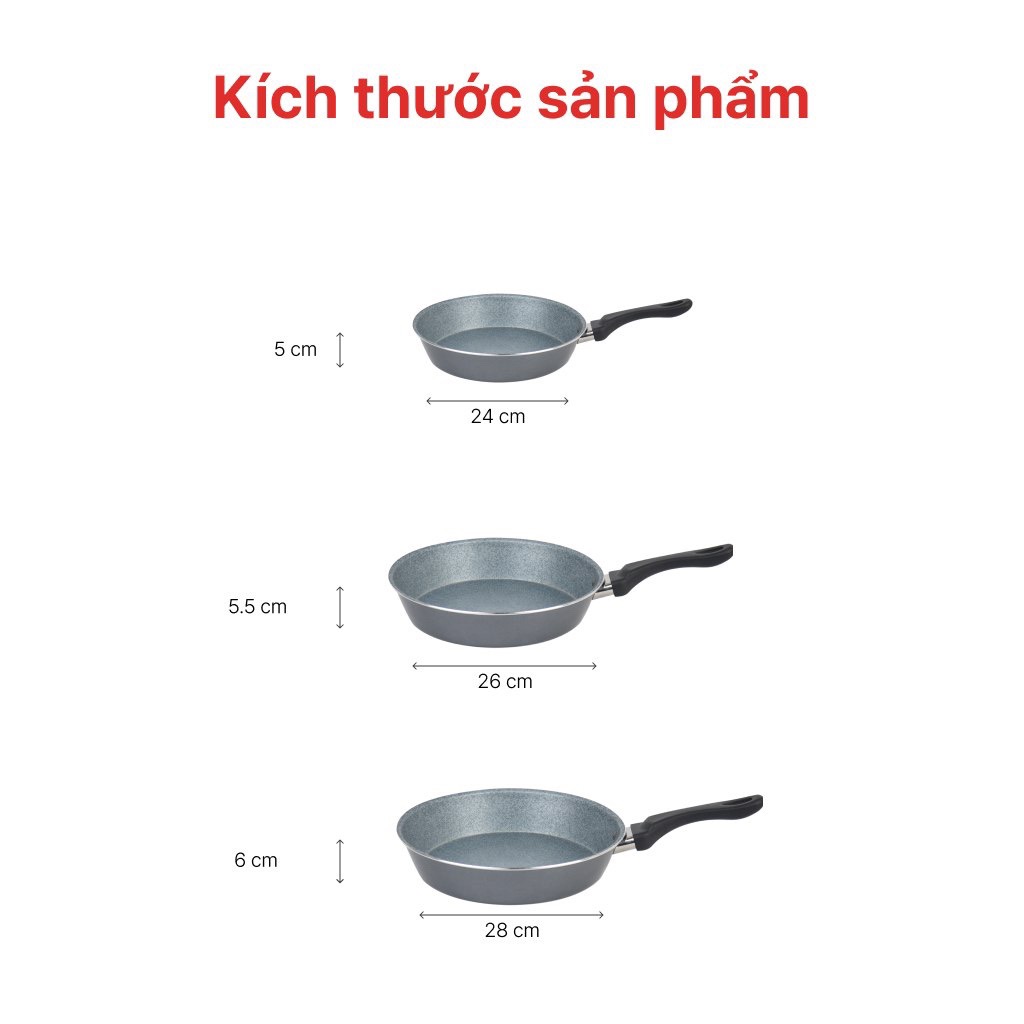 Chảo Chống Dính Vân Đá Đáy Từ Happycook 28cm CDD-28IH