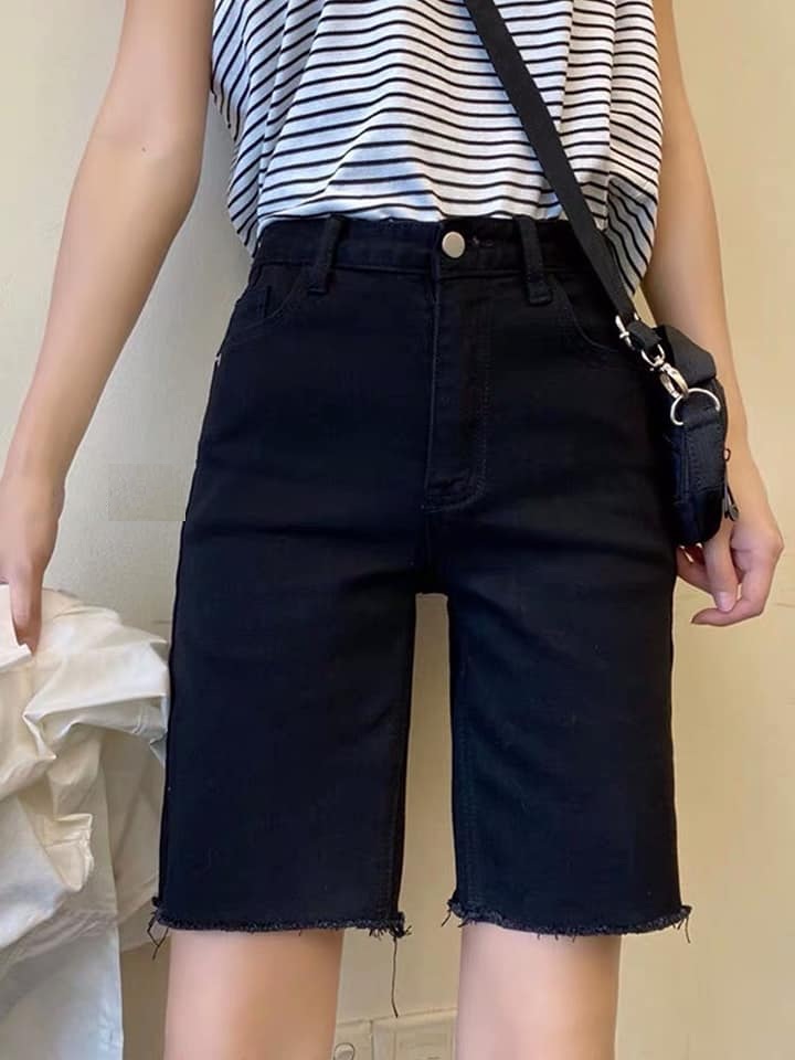 QUẦN SHORT NỮ NGỐ ĐEN TRƠN CO GIÃN - GV5276