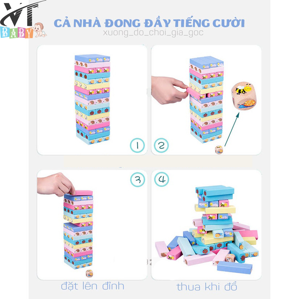 Bộ Đồ Chơi Rút Gỗ Số - Màu - Hình  Động Vật Cao Cấp Cho Bé