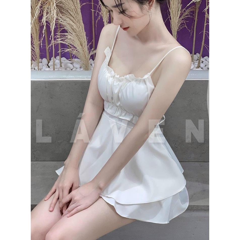 Đầm xoè 2 lớp 2s hở lưng cột nơ kèm quần ngắn cực xinh