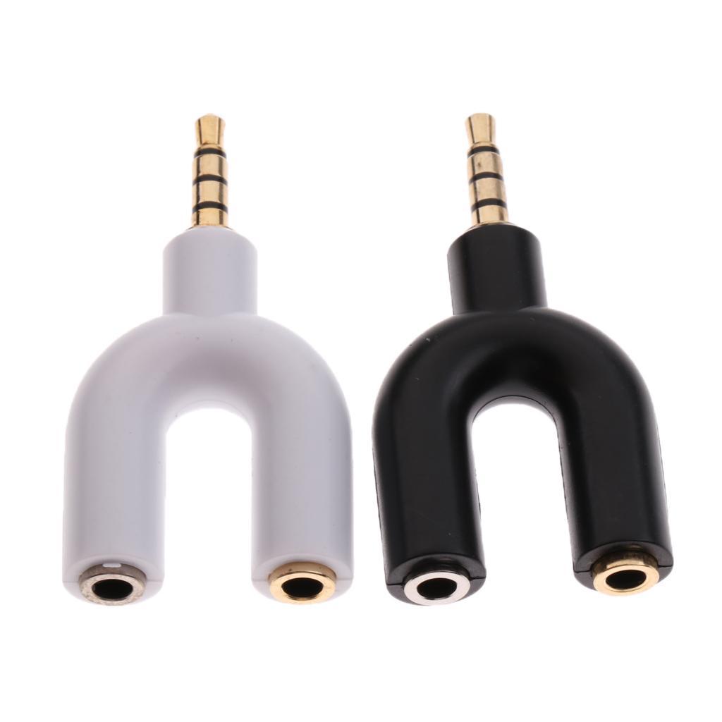 2Pcs 3.5mm Male Plug to 3.5mm Female Stereo Audio Jack Y Splitter Converter