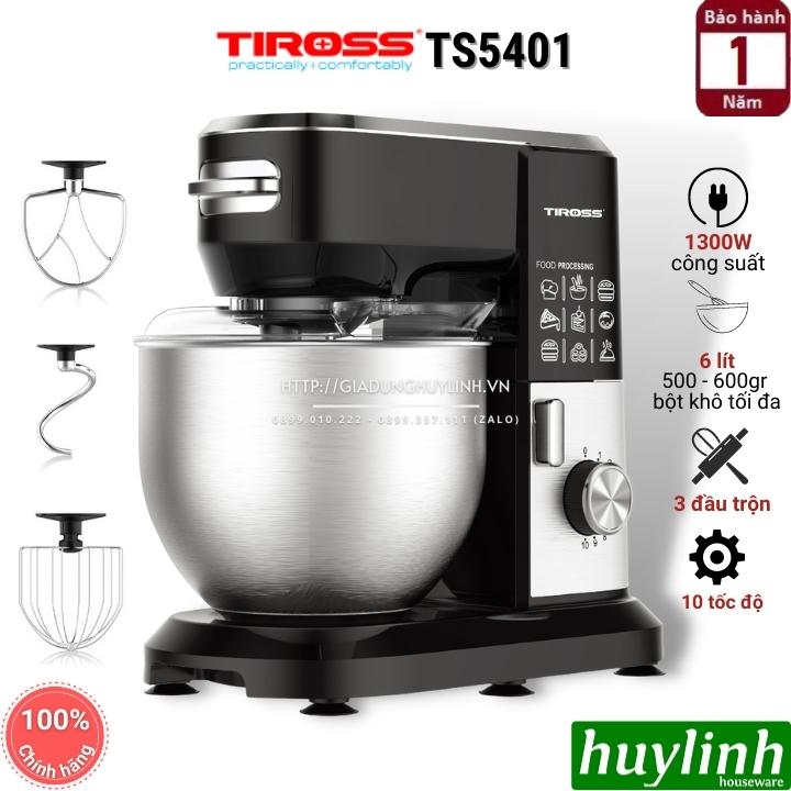 Máy đánh trứng trộn bột để bàn Tiross TS5401 - 6 lít - 1300W - Hàng chính hãng