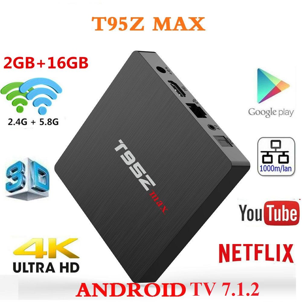 Android Box T95Z MAX, Chip S912 Cao cấp, Ram 3GB, Rom 32GB, Wifi 2.4/5Ghz, Blutooth 4.1, Cấu Hình Cao Cấp Mạnh Mẽ Nhất 2019 - Hàng Nhập Khẩu