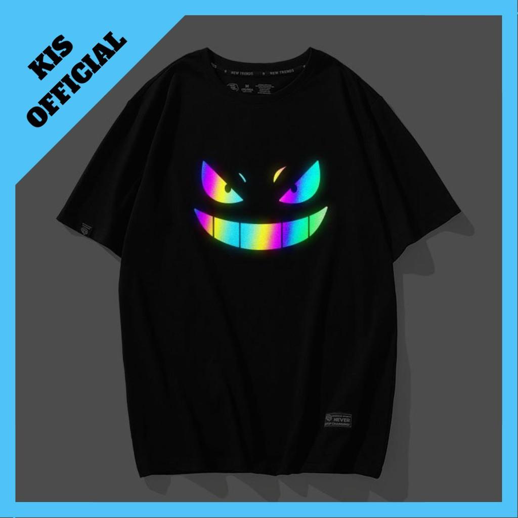 Áo Thun Phản Quang Gengar Cotton 75%, Form rộng Unisex, nam nữ Đẹp Ken T-Shirt. KIS OFFICIAL