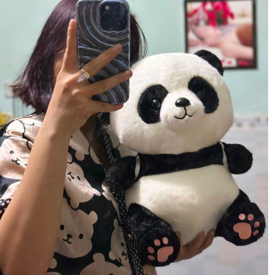 Thú nhồi bông gấu trúc đeo Balô quả bơ đáng yêu - Size 45cm - Qùa tặng gấu bông gấu trúc êm mịn cho bé
