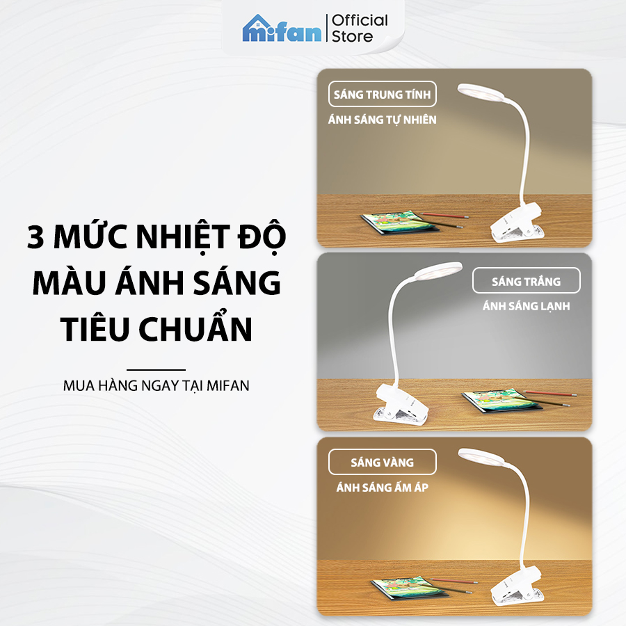 Đèn học để bàn chống cận tích điện Weidasi 6062 - Đế kẹp tiện lợi, Ánh sáng bảo vệ mắt chống cận thị