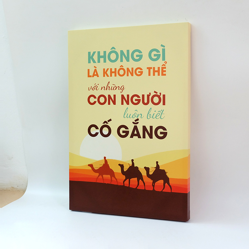 Tranh slogan canvas tạo động lực [trang trí văn phòng] OFV059 Không gì là không thể với những con người luôn biết cố gắng Cocopic