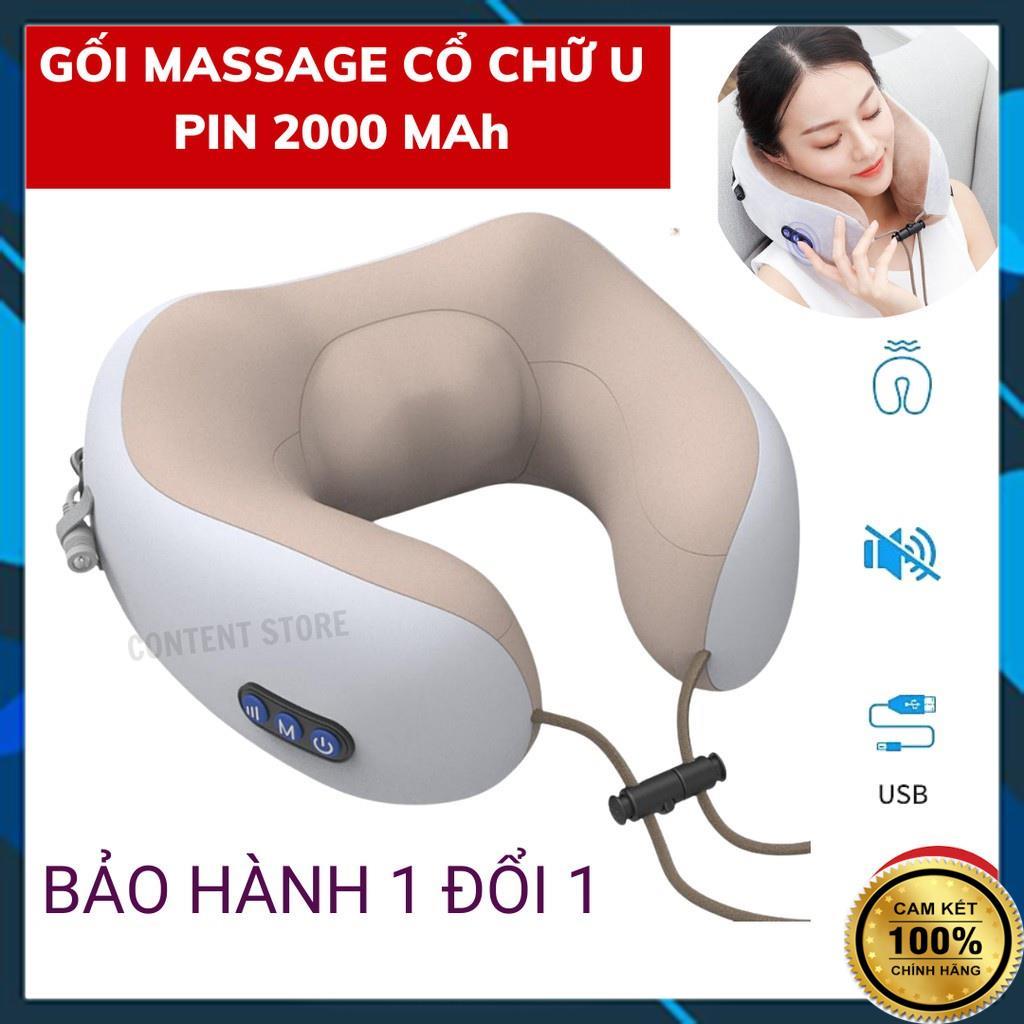 Gối Massage Cổ Chữ U Nhật Bản Cao Cấp - Máy Mát Xa Cổ Vai Gáy Có Sưởi Hồng Ngoại 4 Chức Năng Trị Liệu- Sạc Pin