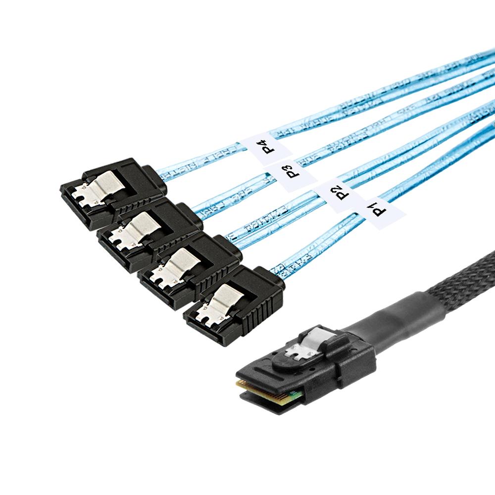 Cáp dữ liệu máy chủ Mini SAS SFF-8087 đến 4 SATA Hard Disk Cable với tốc độ truyền 12Gbps 22,5Gbit / s Băng thông 1M