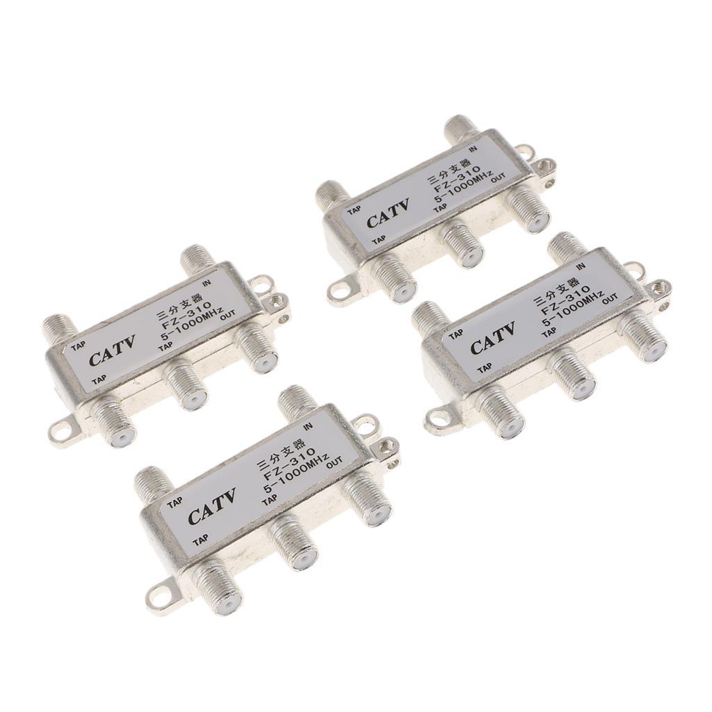 4Pieces 4 Way Coax Coaxial Cable TV Splitter for Video VCR RF Antenna