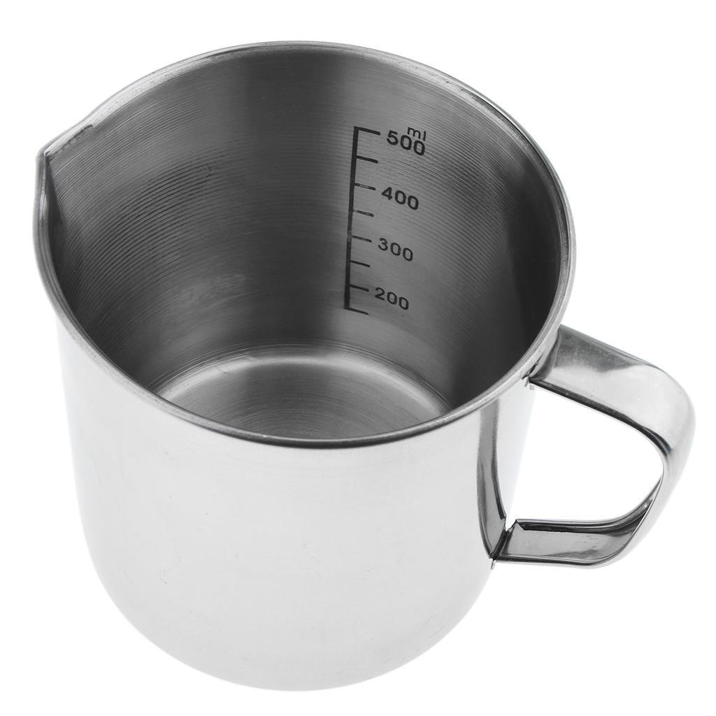 2PCS Stainless Steel Kitchen Liquid Measuring Scale Cup Jug Beaker