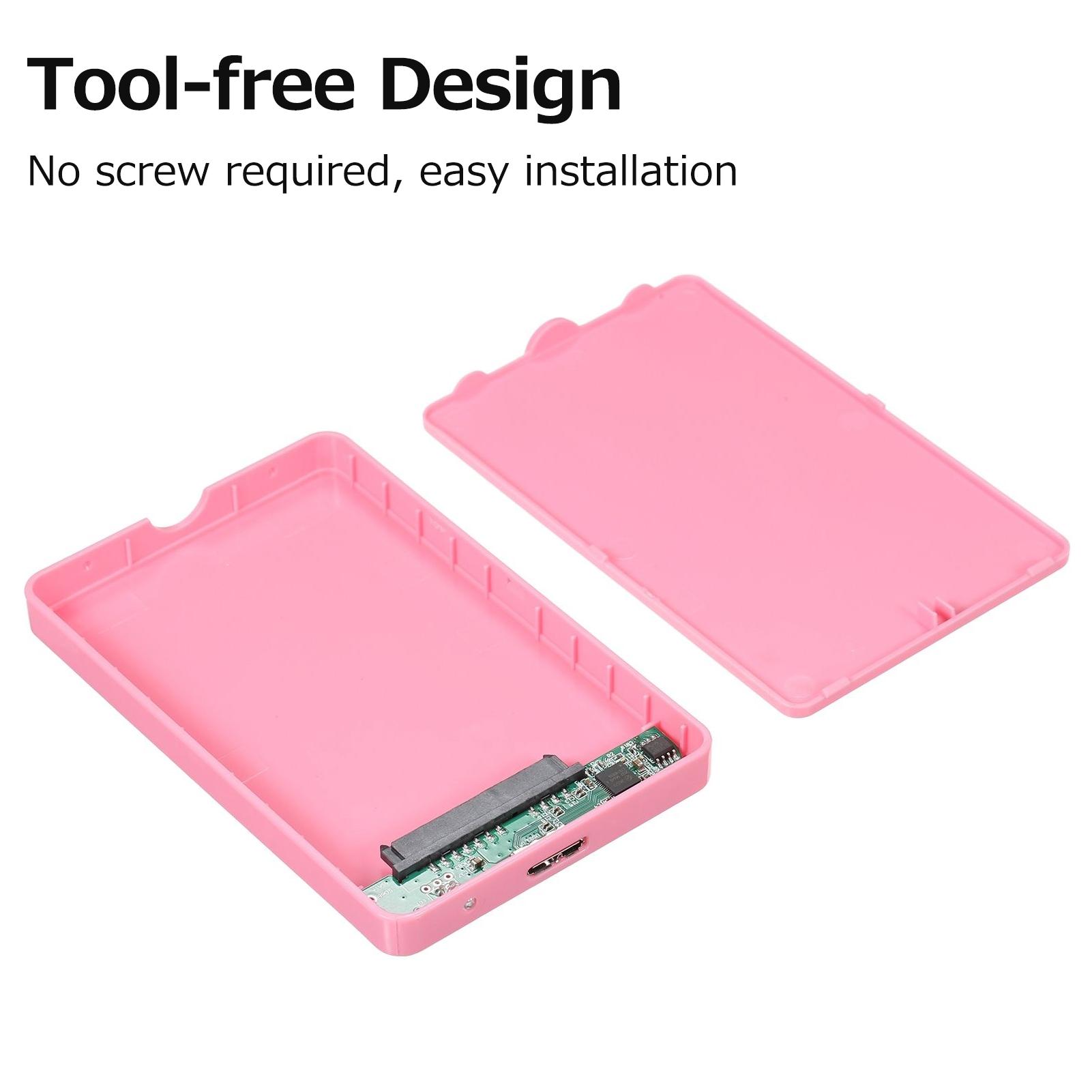 2.5 inch Hard Disk Case USB3.0 External HDD/SSD Enclosure SATA Hard Drive Case Tool-free ABS Shell