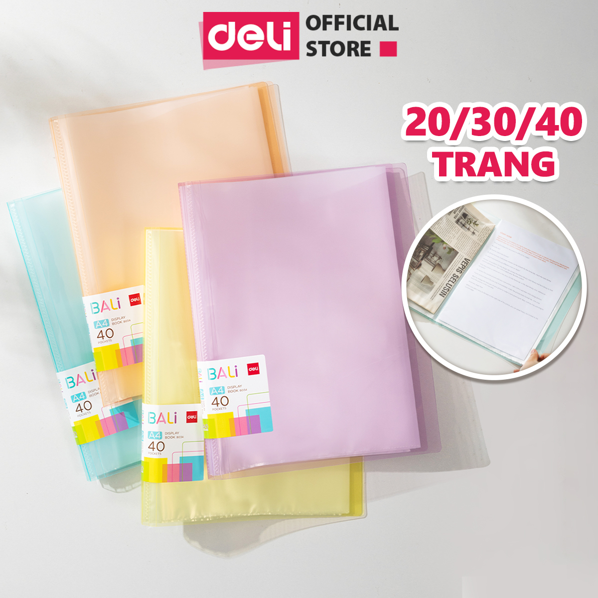 File Tài Liệu File Lá Học Sinh Deli Đa Năng A4 Bìa Kẹp Lá Tệp Đựng Tài Liệu Đựng File Siêu Âm 20 30 40 Lá Màu Pastel