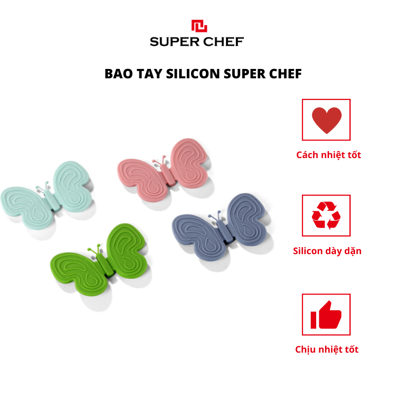 Miếng nhấc nồi Super Chef Siêu silicon chống nóng hình bướm tiện dụng