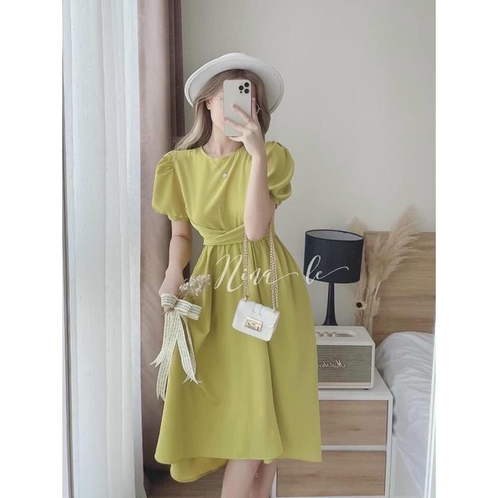 Váy đầm nữ cổ tròn dáng xòe kiểu dáng trẻ trung nhã nhặn