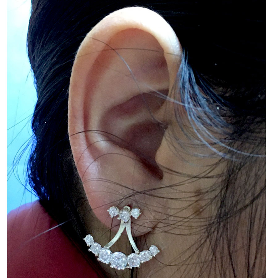 Bông tai nữ Bạc Quang Thản, khuyên tai bạc đính đá cao cấp kiểu nụ chốt đeo sát tai , phong cách cá tính - QTBT83