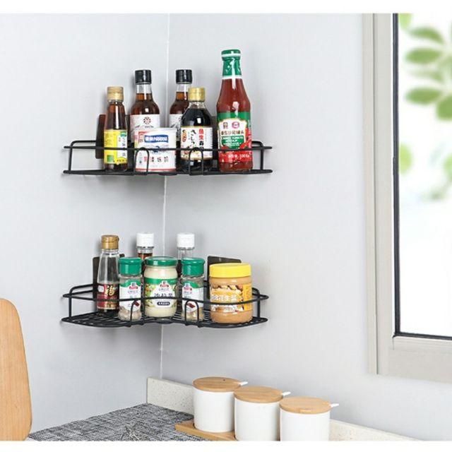 Kệ góc sắt đen dán cường lực mã KGS1