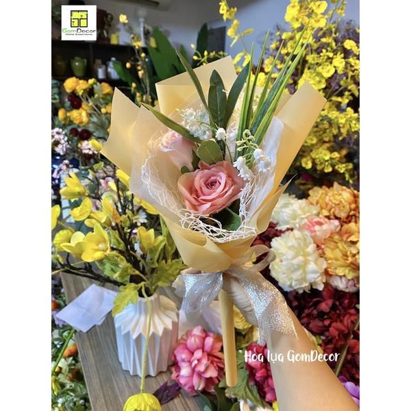 Bó hoa lụa nhỏ mini cao cấp làm quà tặng hoa giả đẹp như thật
